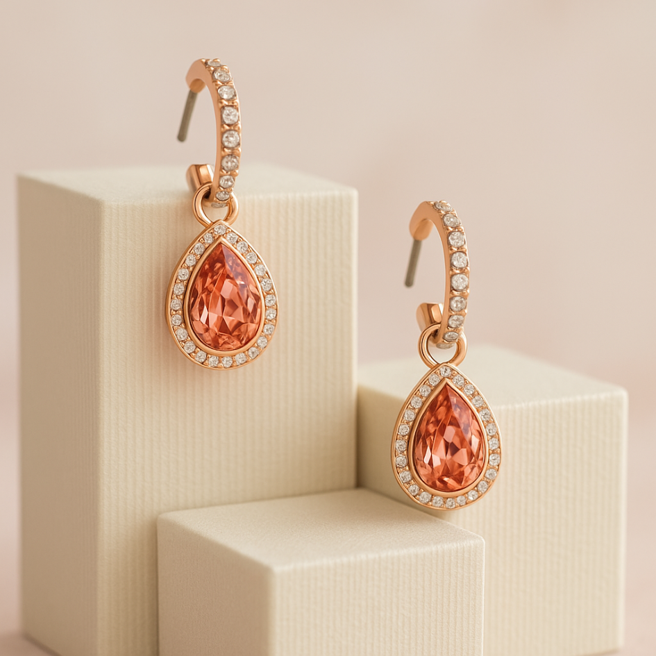 Aros Eternity con Cristal de Austria Melocotón en baño Oro Rosa - Aros y Charms Versátiles -2