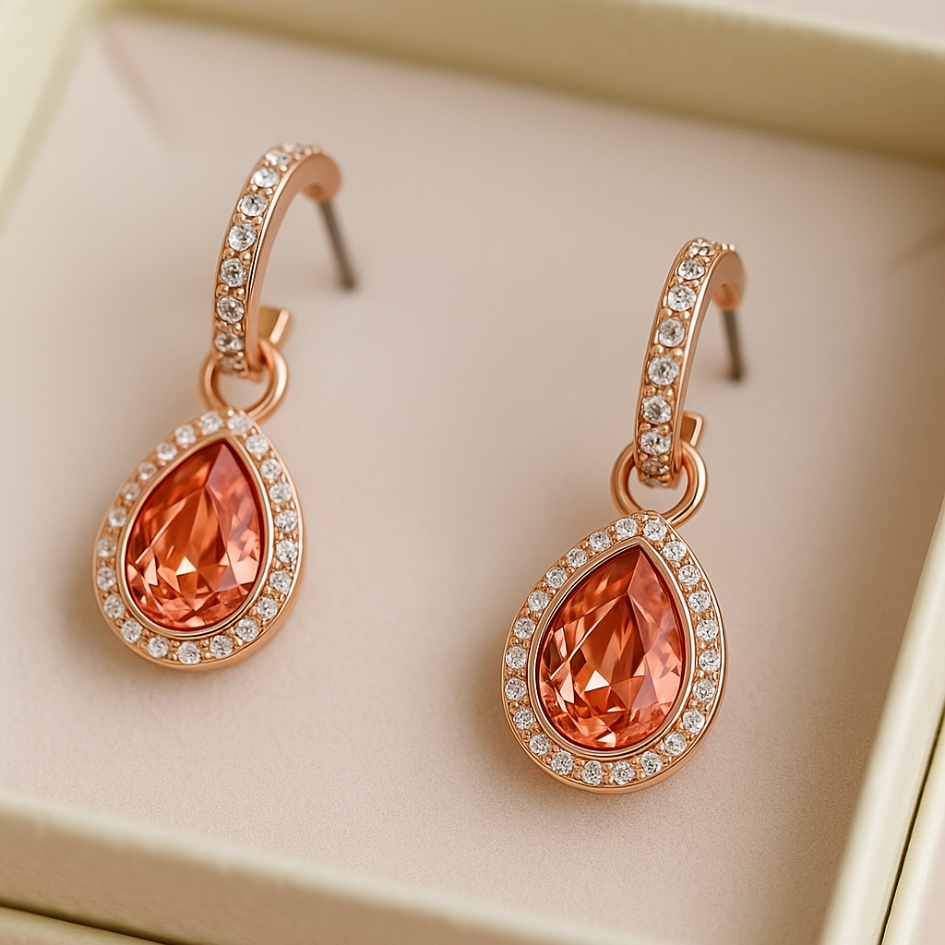 Aros Eternity con Cristal de Austria Melocotón en baño Oro Rosa - Aros y Charms Versátiles -3