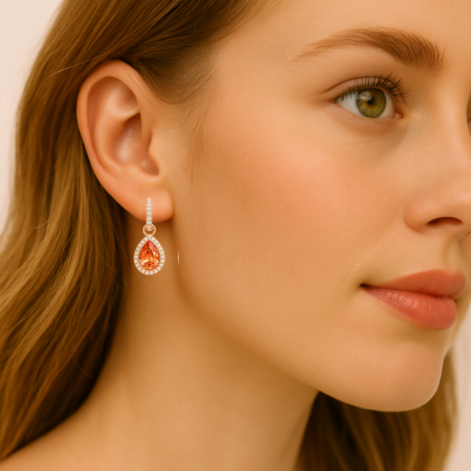 Aros Eternity con Cristal de Austria Melocotón en baño Oro Rosa - Aros y Charms Versátiles -6