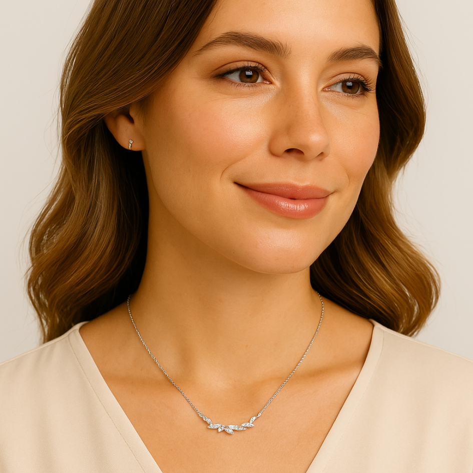 Collar Grand Louison con Zirconia Cúbica Transparente Rodinado.-3
