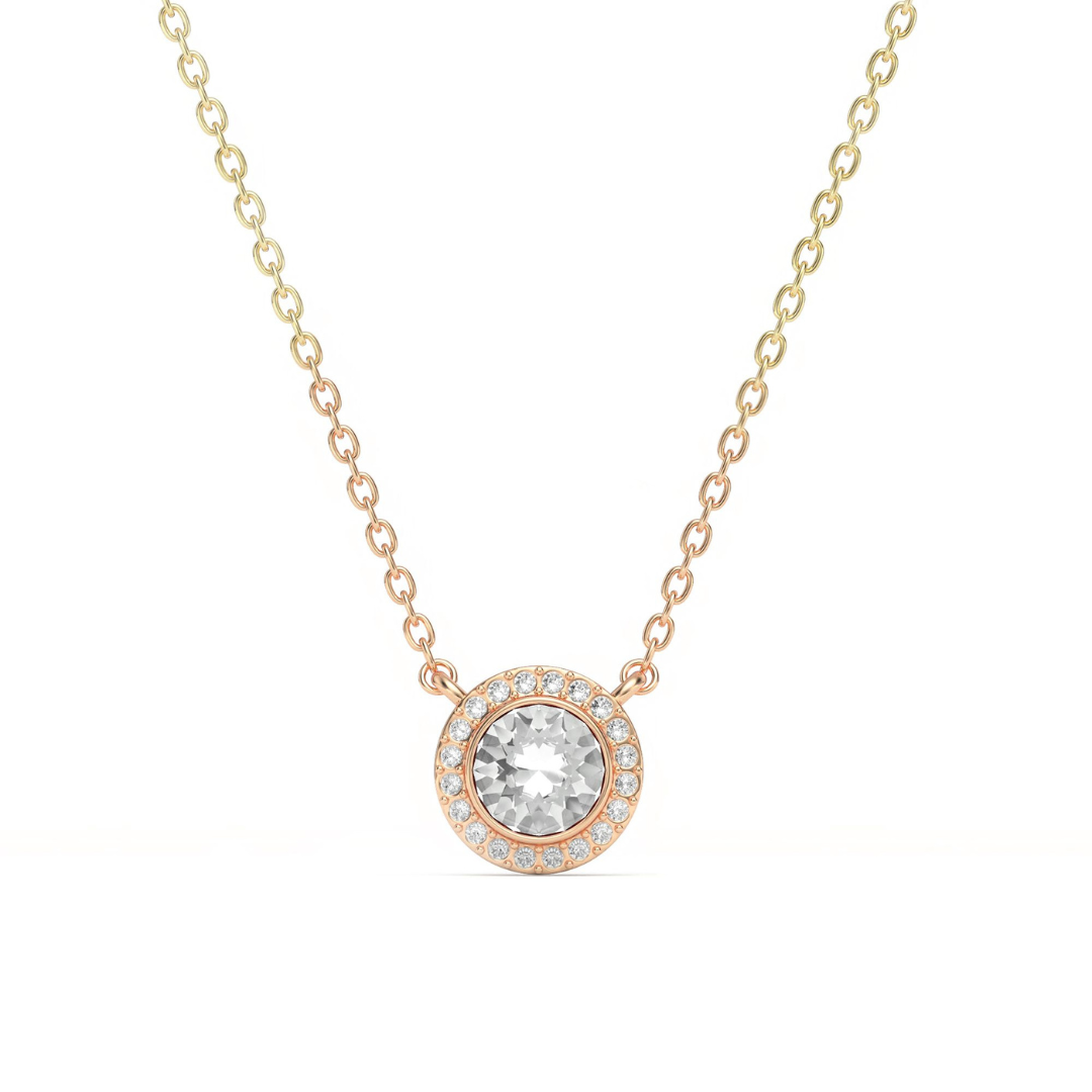 Colgante Angelical con Cristal Austriaco en Oro Rosa -0