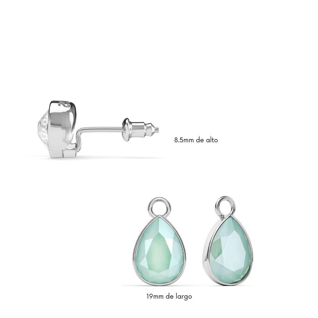 Aros Mix Stud Carrier cristal Transparente baño en rodio-3