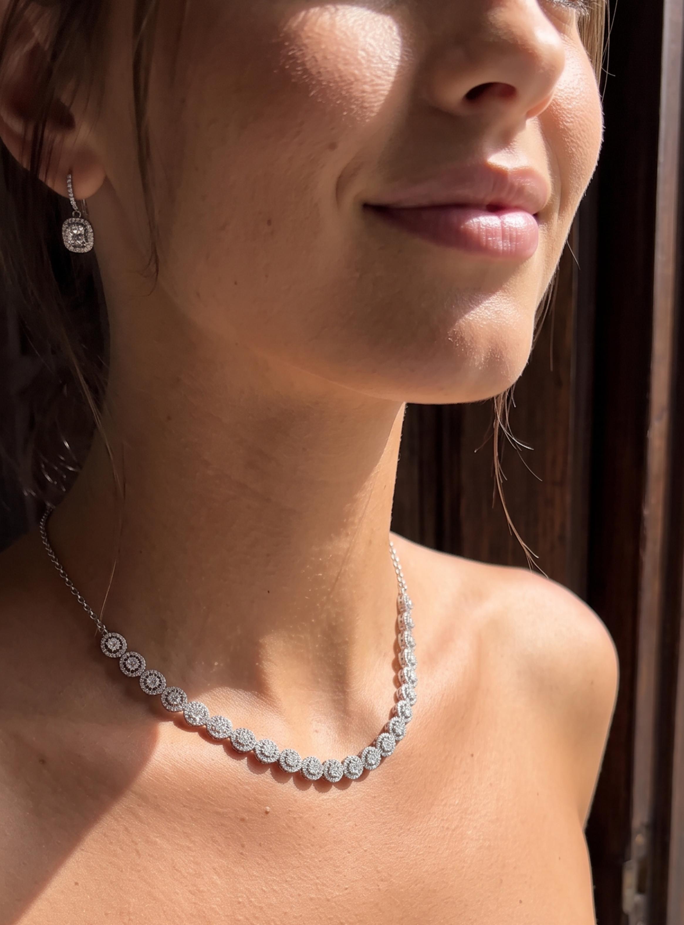 Collar Angelical Mujer Cuadrado con Cristales de Austria Rodio-4