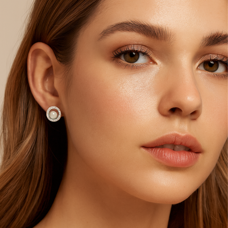 Aros Halo con perlas de agua dulce y cristales de Swarovski en plata-4