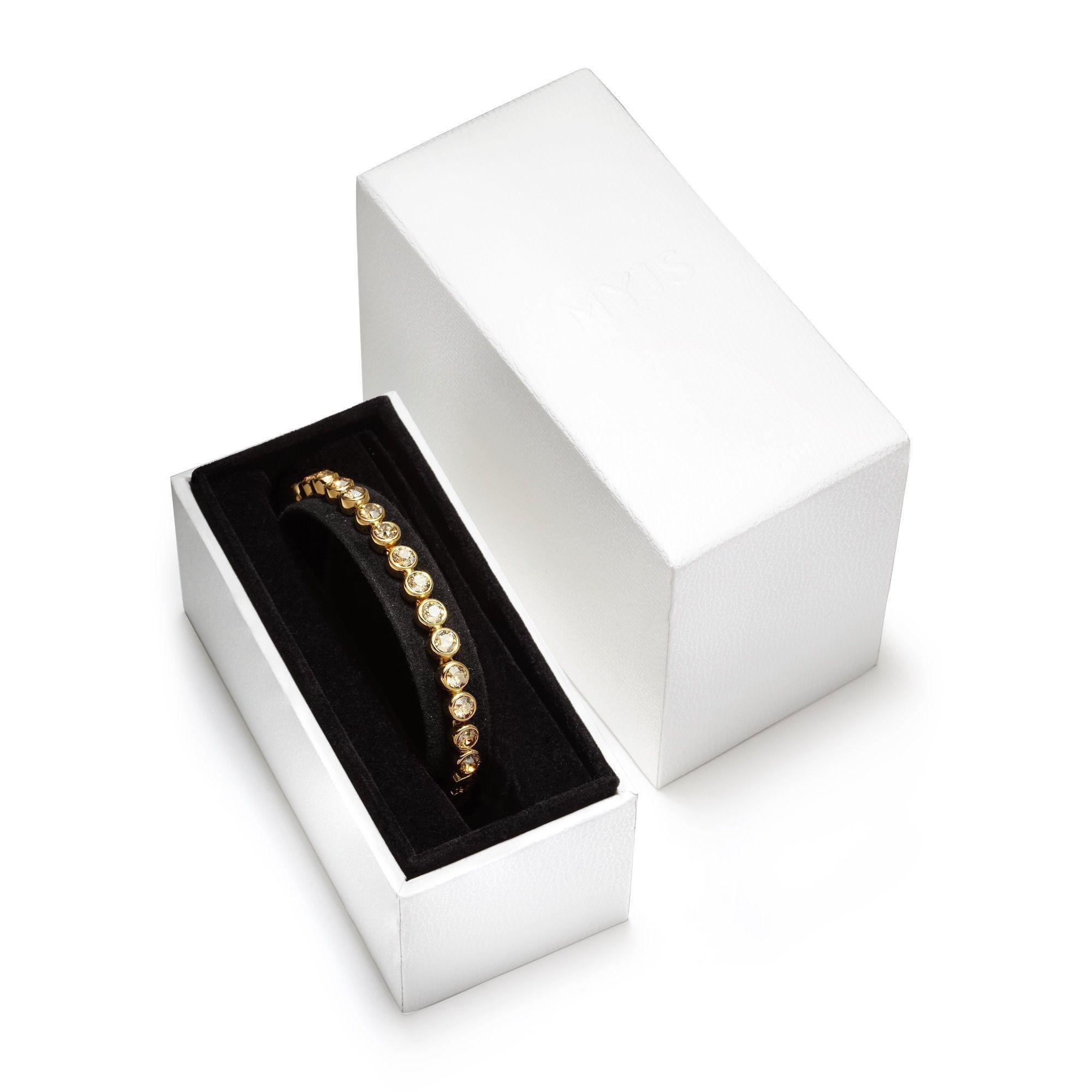 Pulsera Tenis Dorada con Cristales Golden Shadow de Austria-2