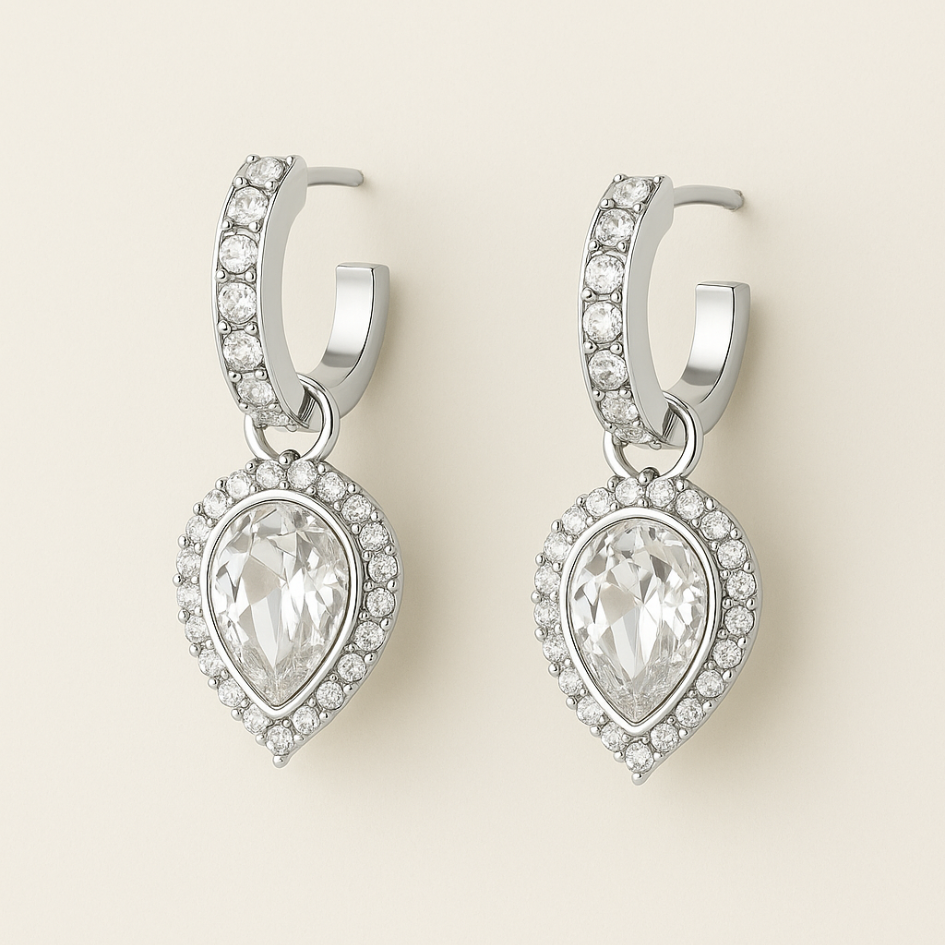 Aros colgantes Angelic Pear Drop  con cristal de Austria en plata-3