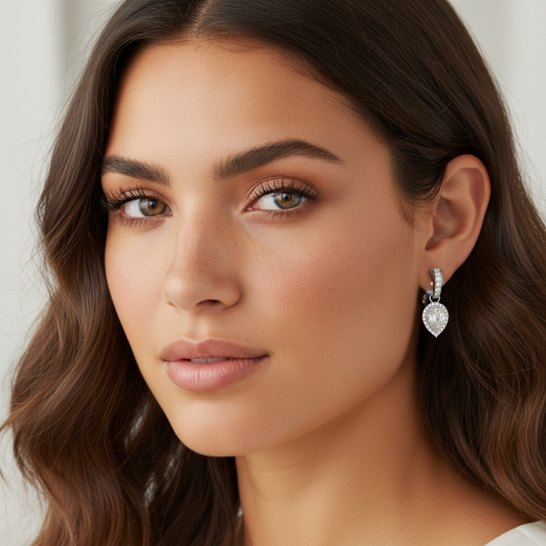 Aros colgantes Angelic Pear Drop  con cristal de Austria en plata-5