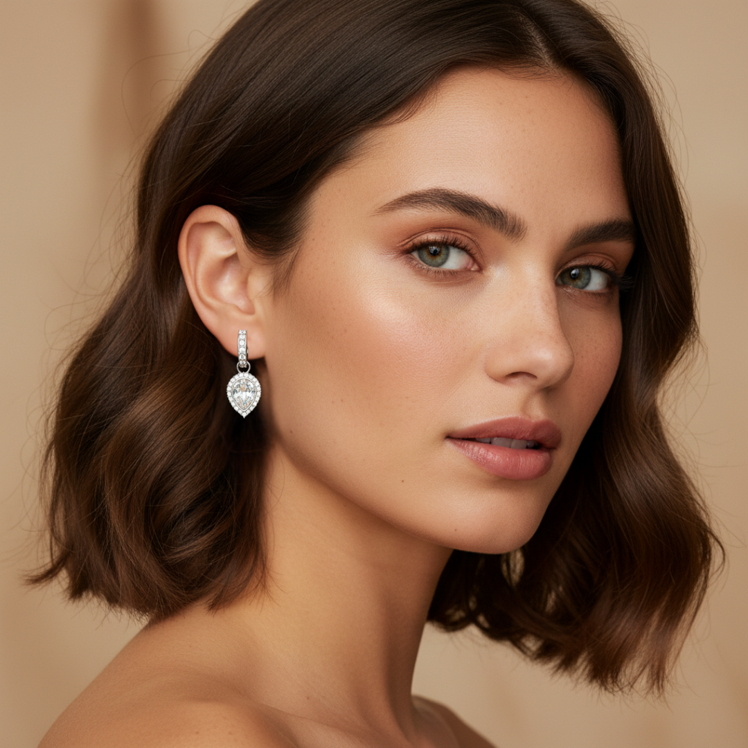 Aros colgantes Angelic Pear Drop  con cristal de Austria en plata-5