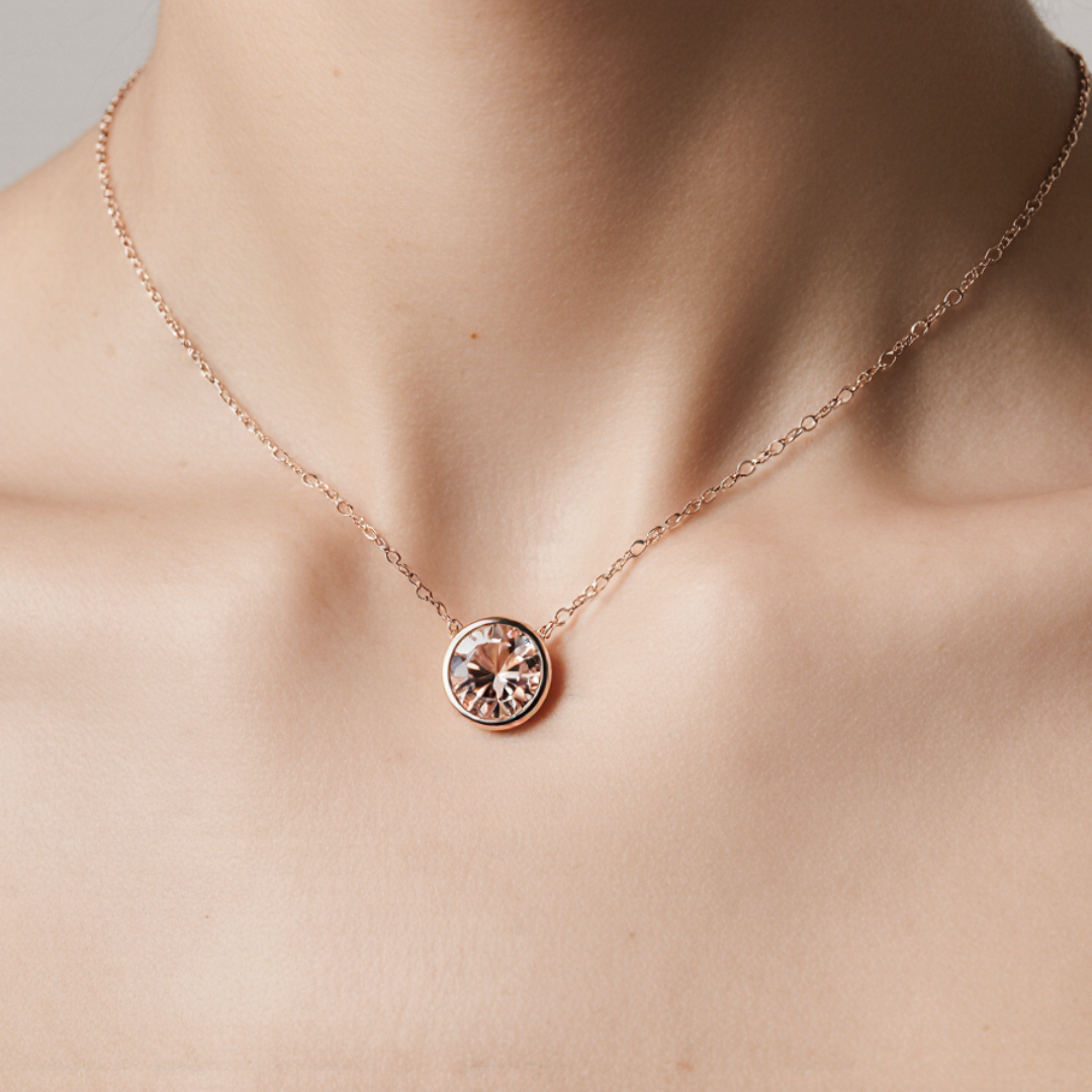 Collar Bella con Cristal De Swarovski Vintage Rose en Oro Rosa-1