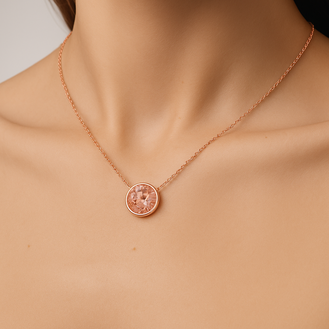 Collar Bella con Cristal De Swarovski Vintage Rose en Oro Rosa-3