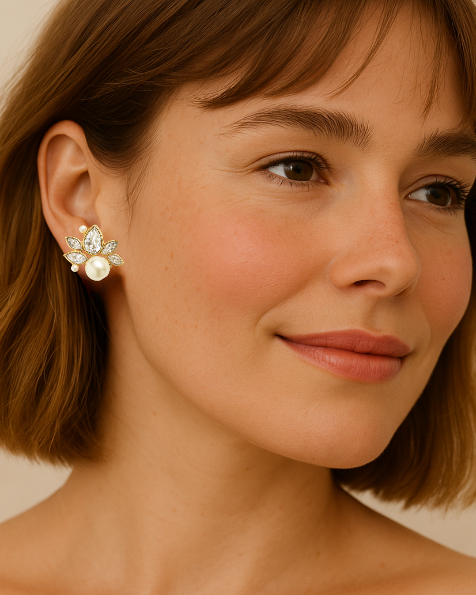 Aros Chloe En Oro Con Cristal Swarovski De Bloom Crystal-2