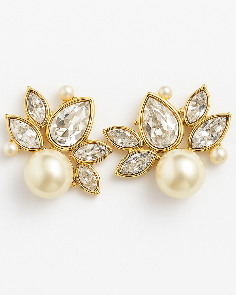 Aros Chloe En Oro Con Cristal Swarovski De Bloom Crystal-3