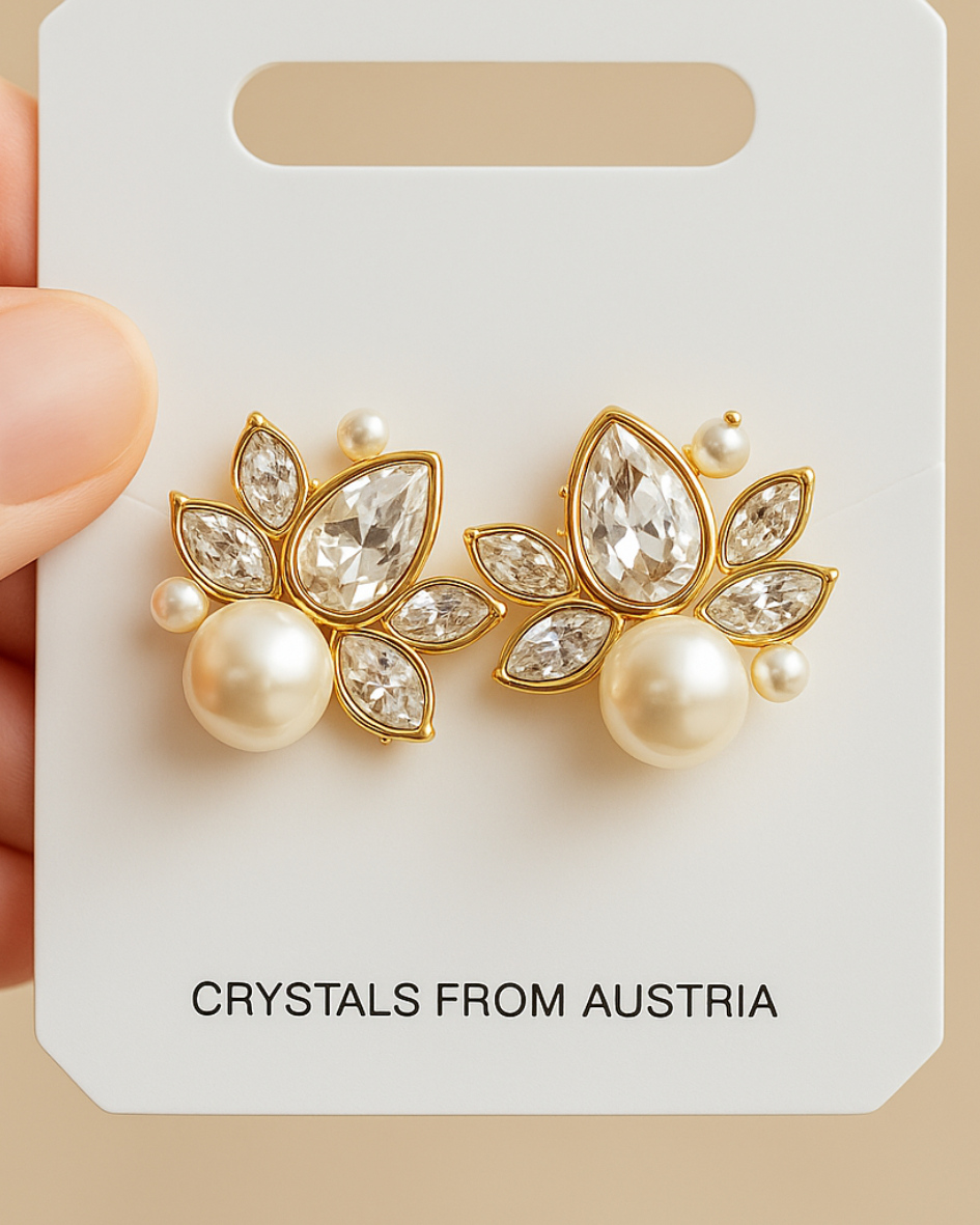 Aros Chloe En Oro Con Cristal Swarovski De Bloom Crystal-4