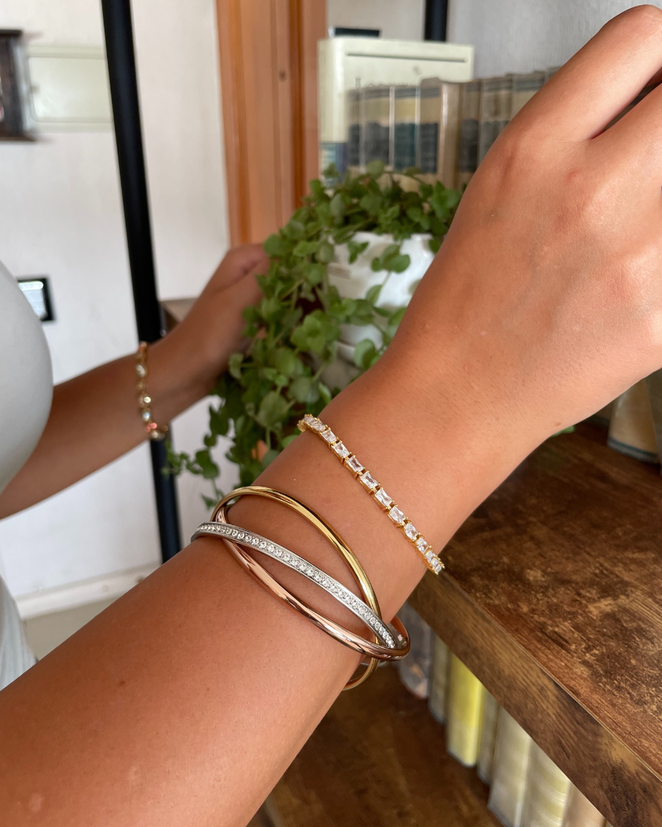 Brazaletes Trinity Tri-Colour Brilliance con cristales Swarovski en pavé.-3