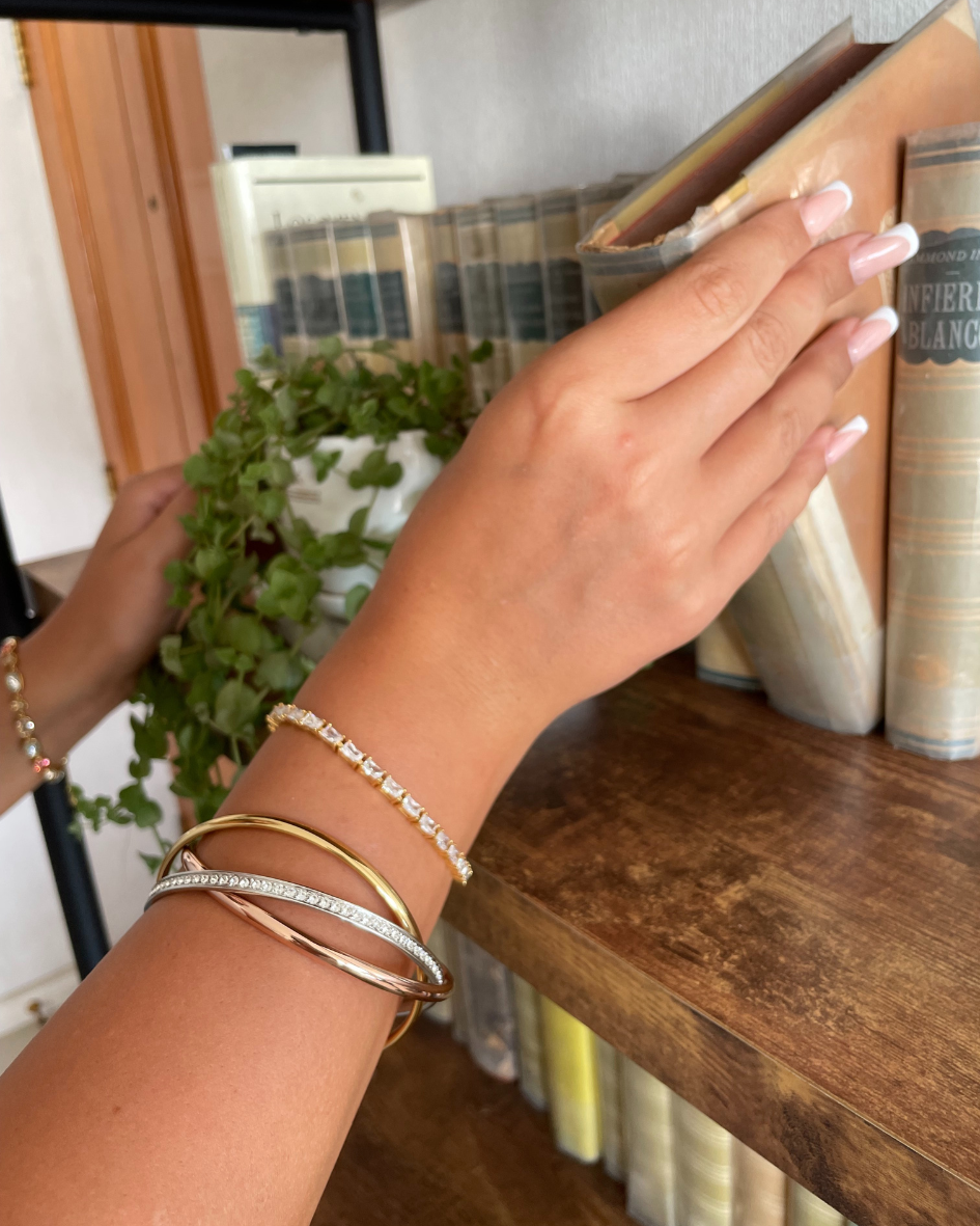 Brazaletes Trinity Tri-Colour Brilliance con cristales Swarovski en pavé.-4