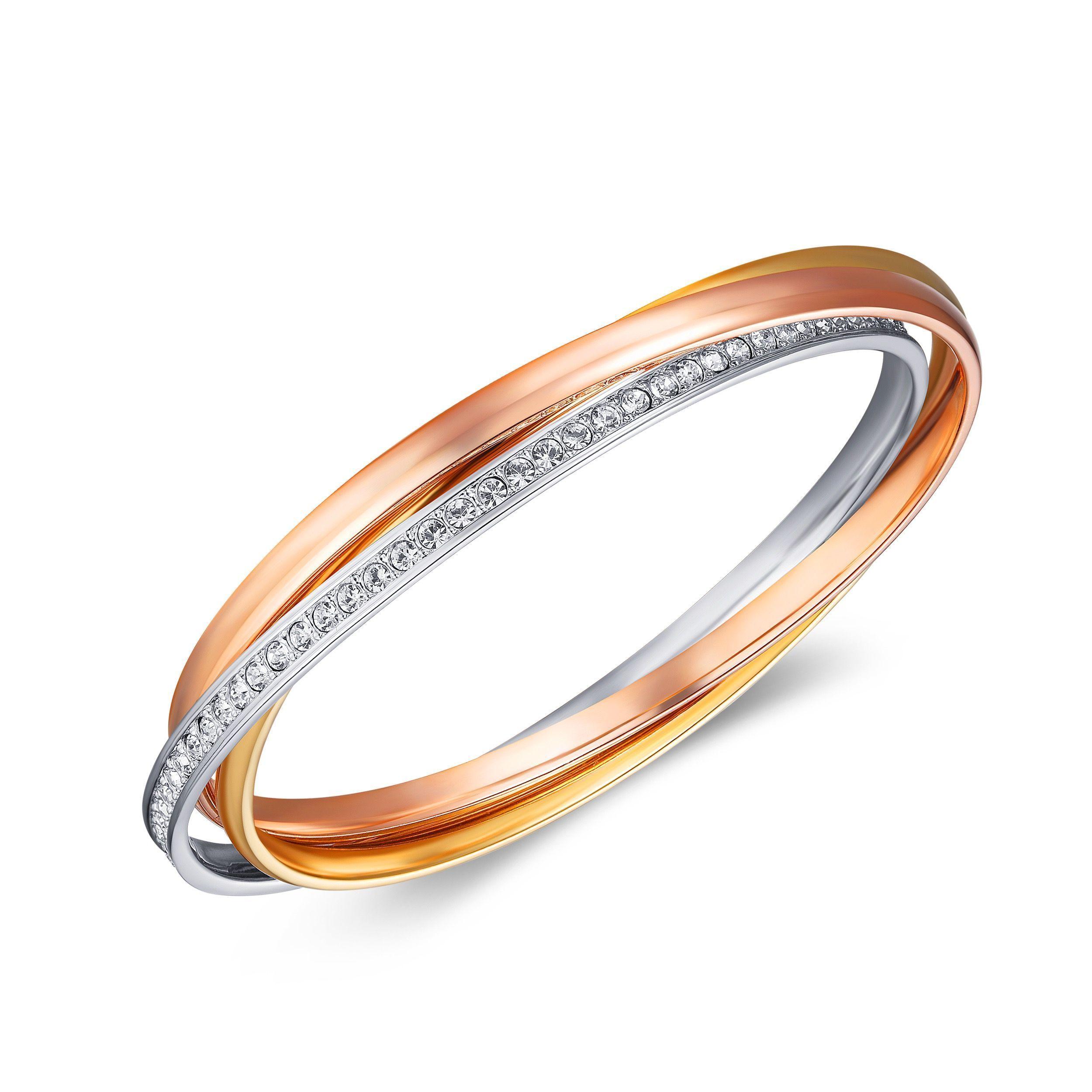 Brazaletes Trinity Tri-Colour Brilliance con cristales Swarovski en pavé.-6