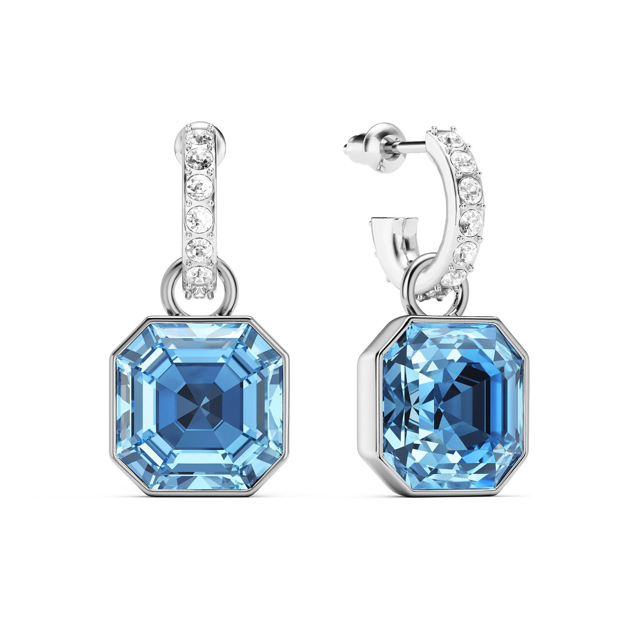 Pendientes con Cristales Asscher Light Bañados en Rodio -0
