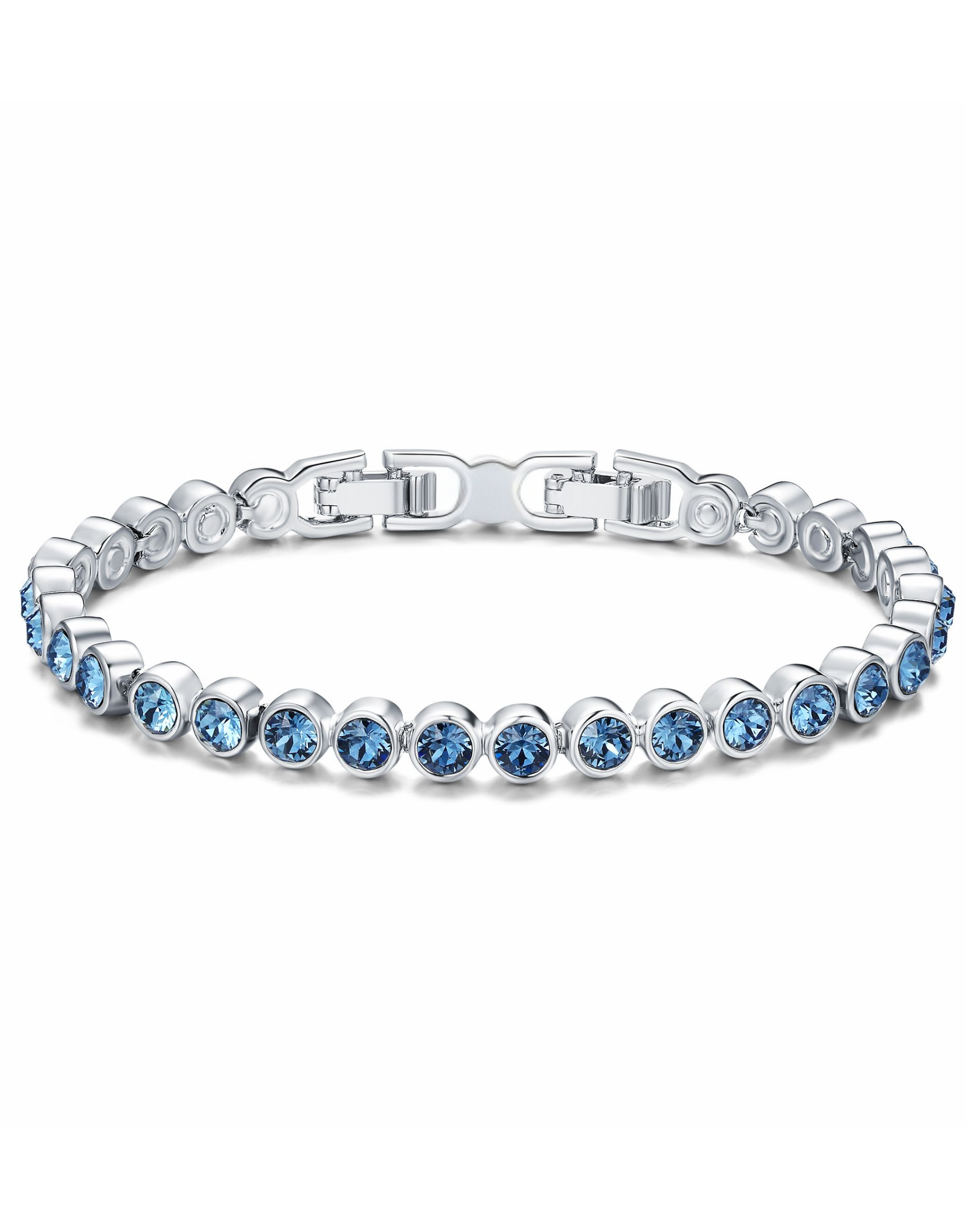 Pulsera Tennis con cristales de Swarovski Denim Blue en Rodio-0