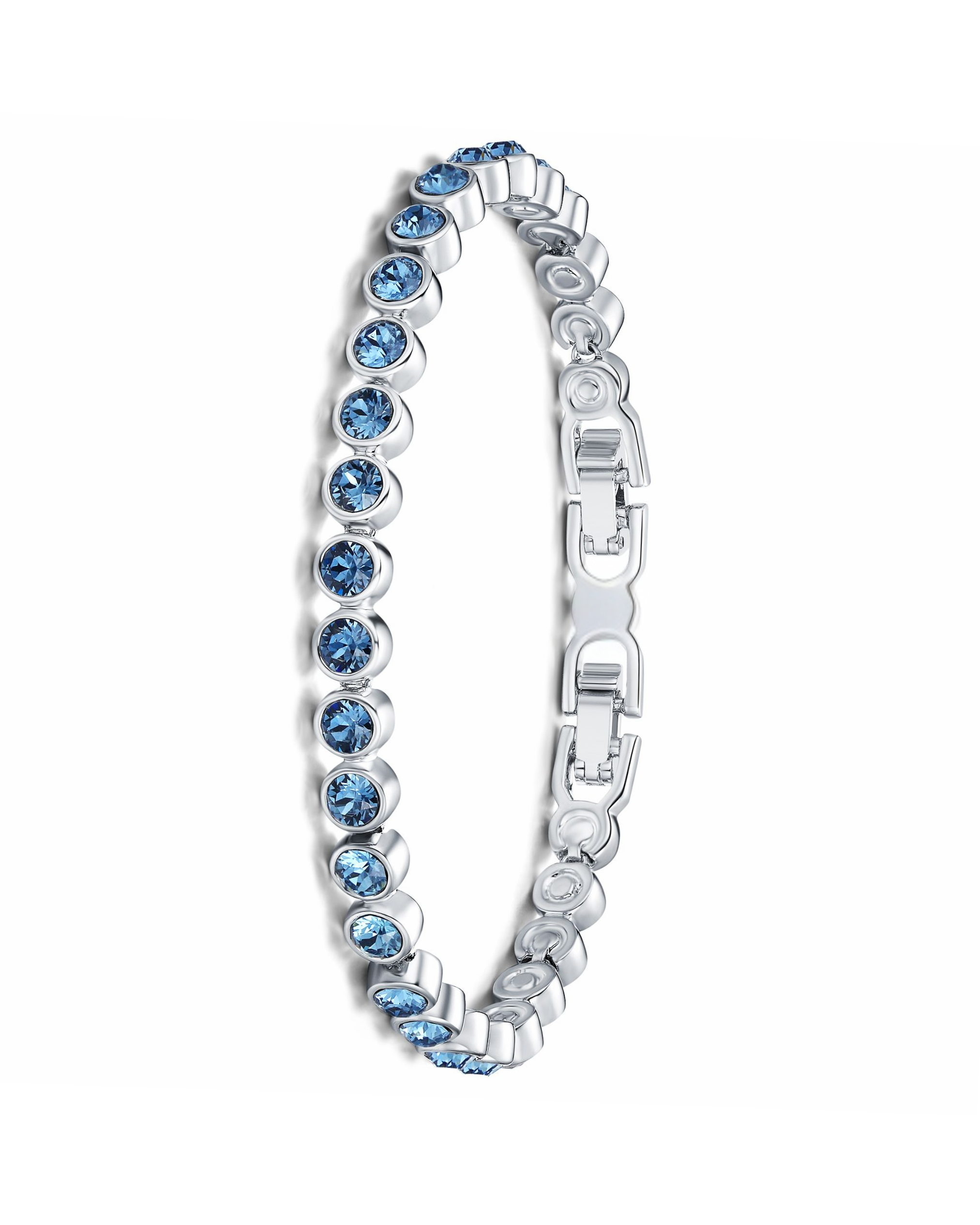 Pulsera Tennis con cristales de Swarovski Denim Blue en Rodio-2