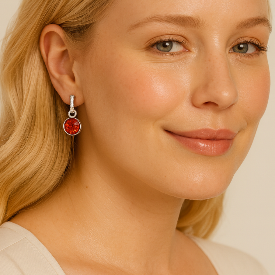 Argollas y Charms de Cristal de Austria Light Siam Look Versátil -3