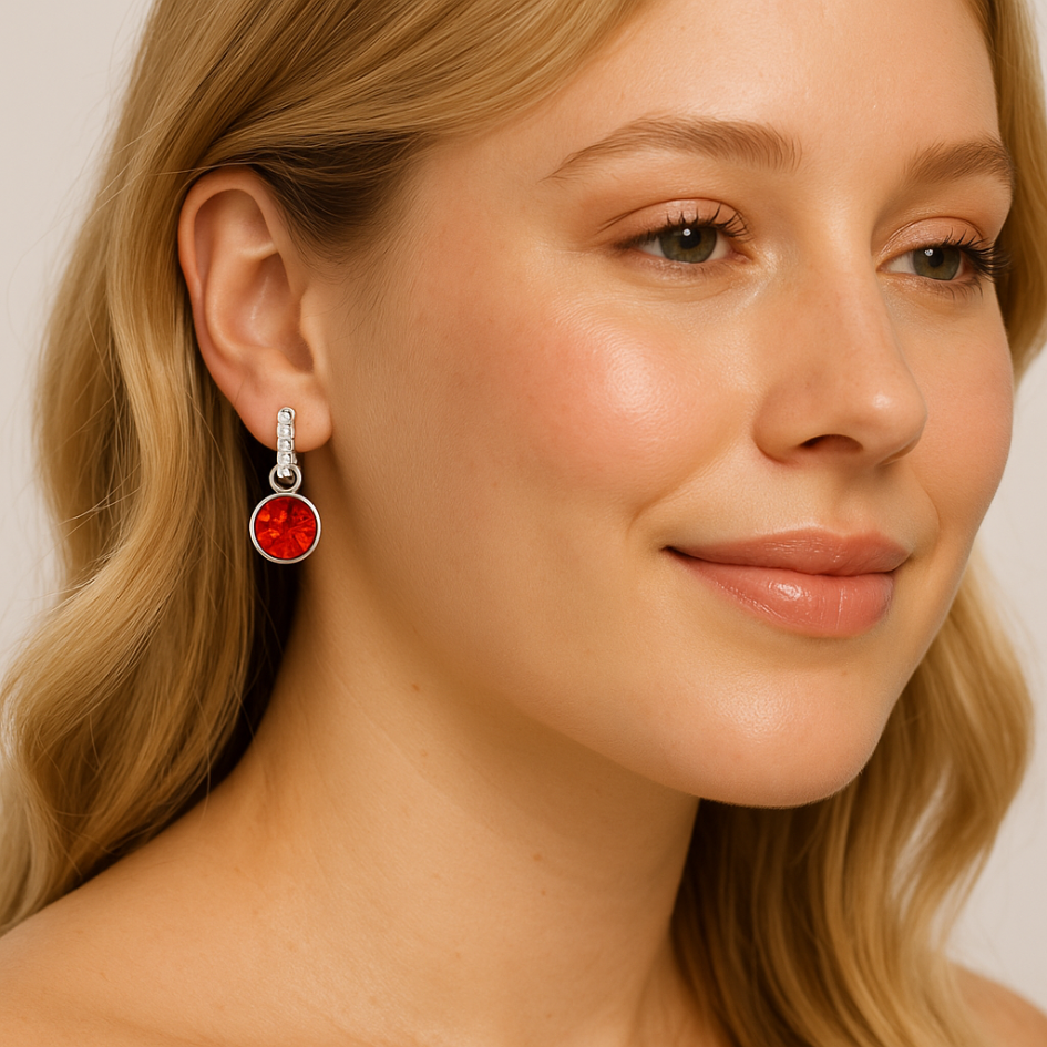 Argollas y Charms de Cristal de Austria Light Siam Look Versátil -4