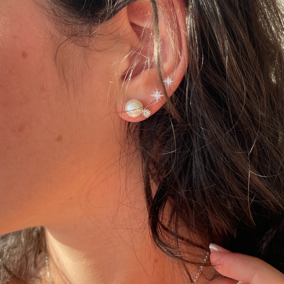 Pendientes Estrella de 8 Puntas con Cristales de Austria genuino y Baño en rodio-3