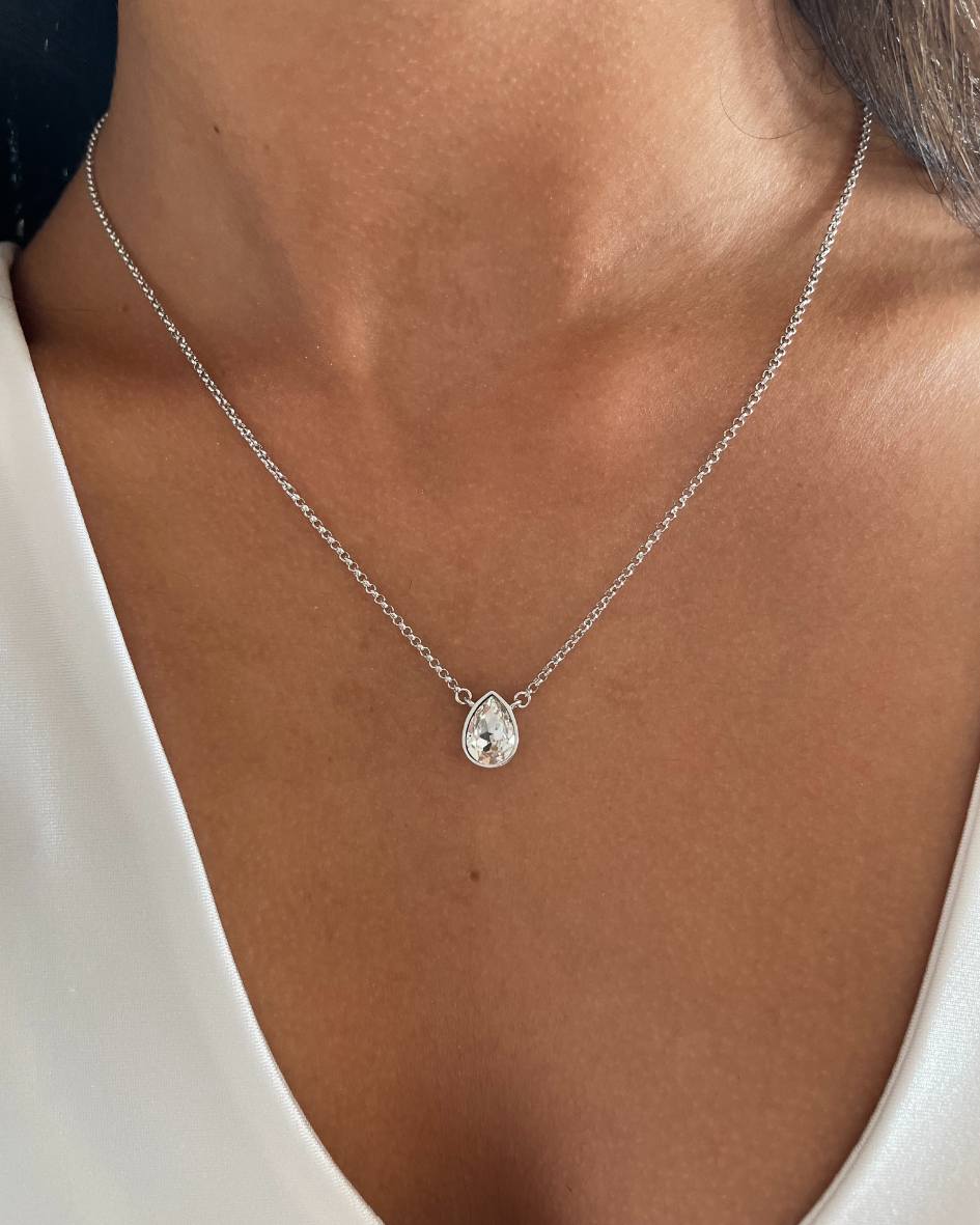 Collar Teardrop con Cristal de Austria transparente-2