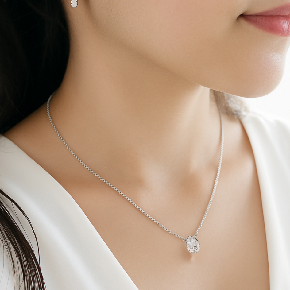 Collar Teardrop con Cristal de Austria transparente-5