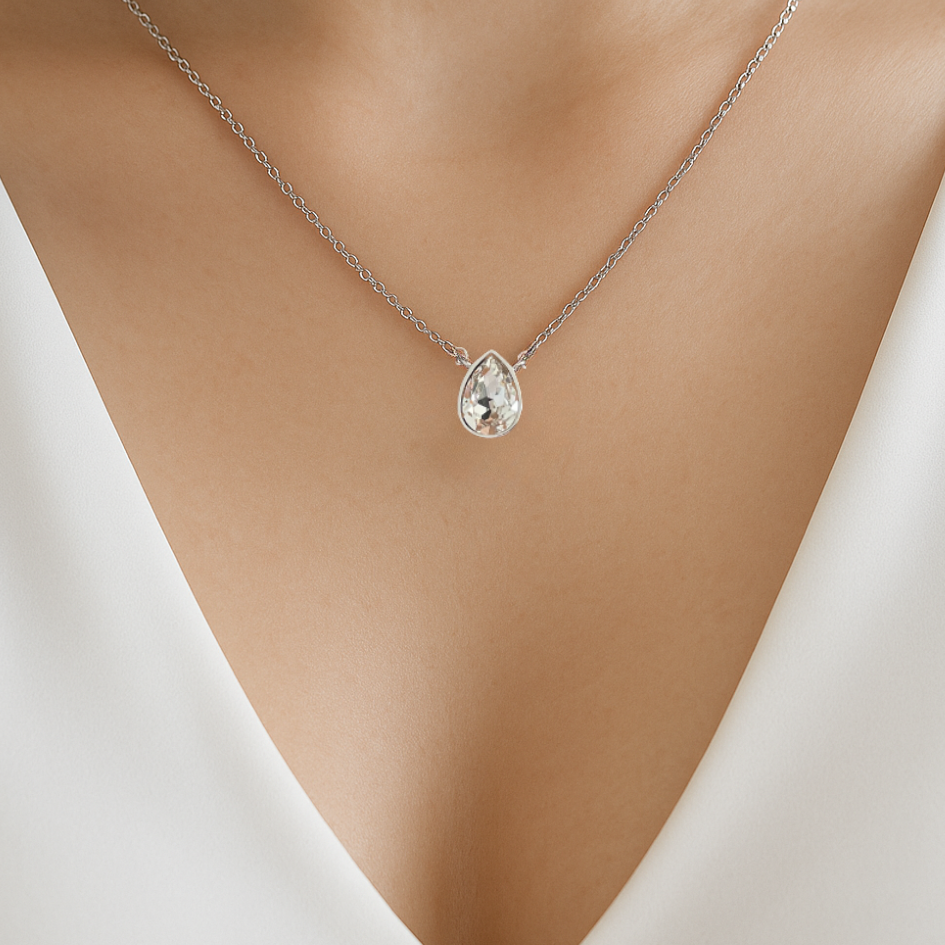 Collar Teardrop con Cristal de Austria transparente-6