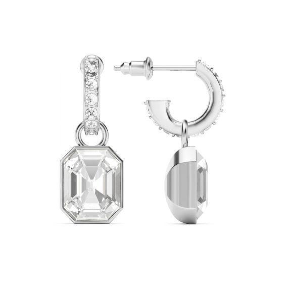 Aros Octogonales con Cristales Transparentes de Austria bañados en rodio-2