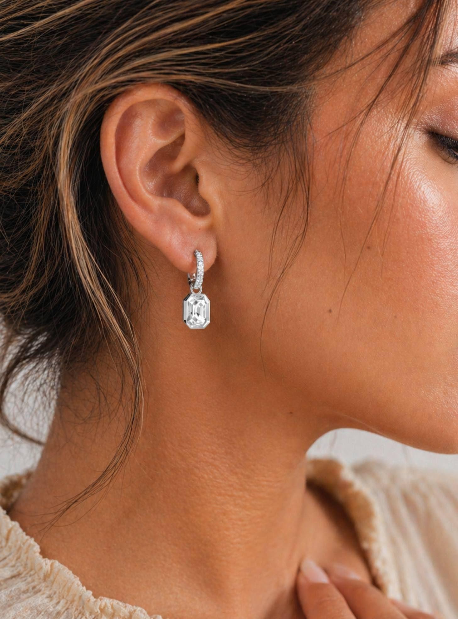 Pendientes Octagon Eternity  Elegancia Moderna con Cristales Austriacos -7