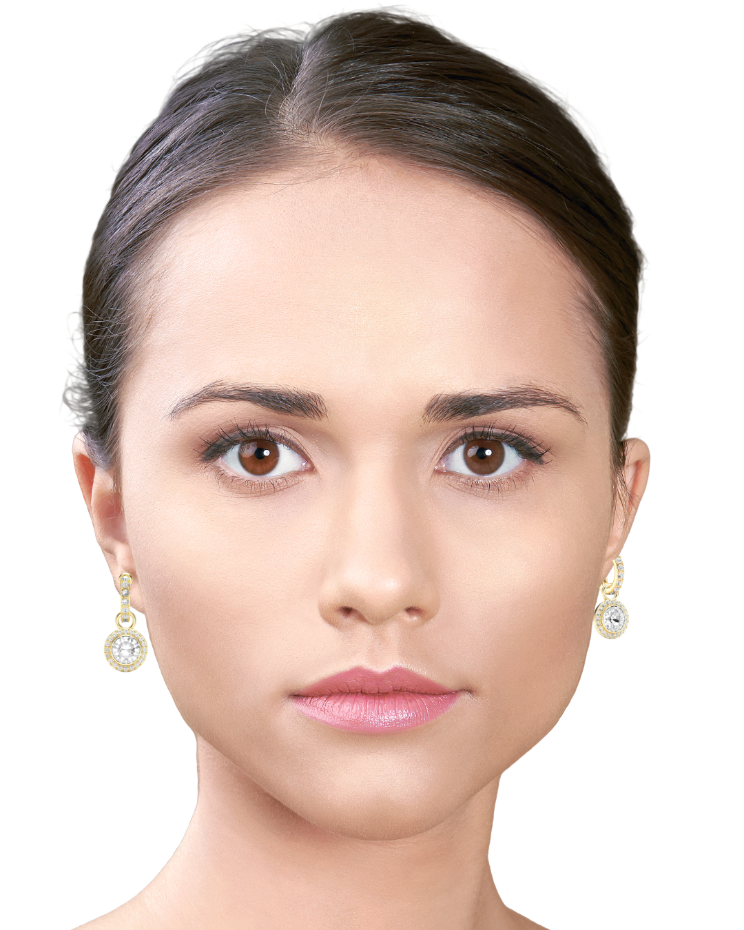 Aros colgantes Angelicales con Cristales transparentes bañados en oro-5