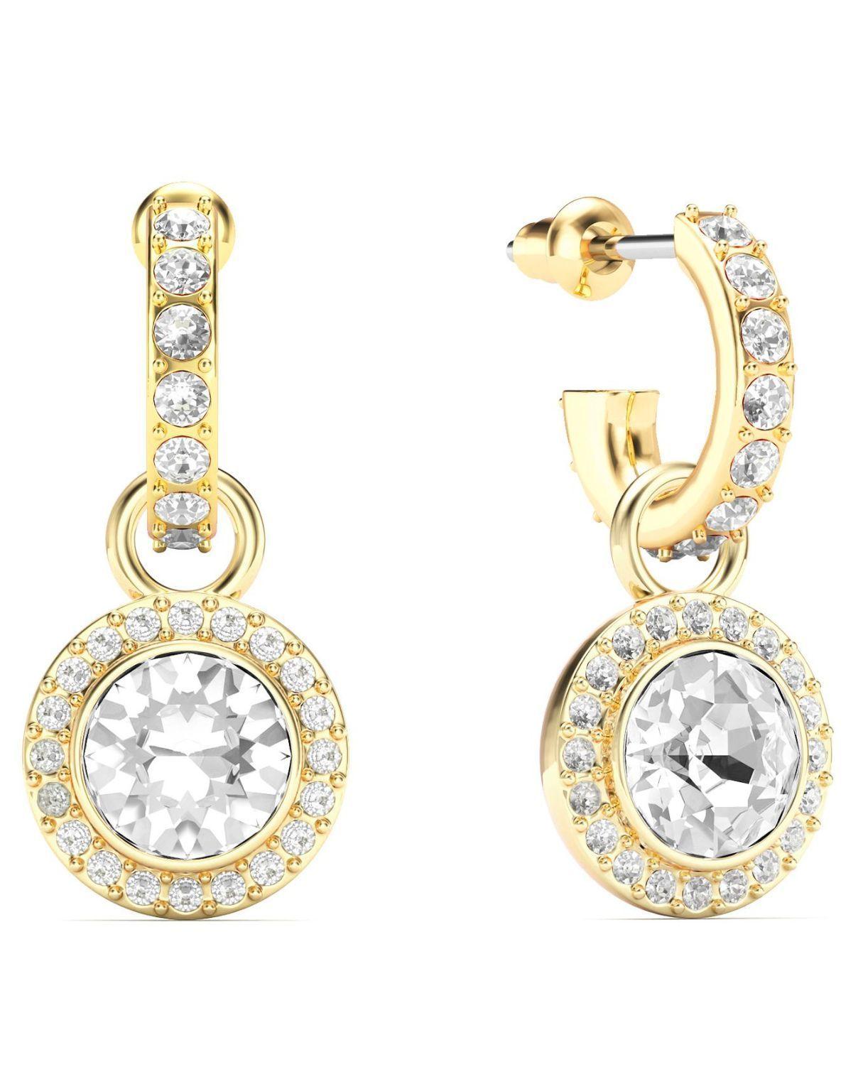 Aros Colgantes Mujer Oro con Charms Cristal Transparente-7
