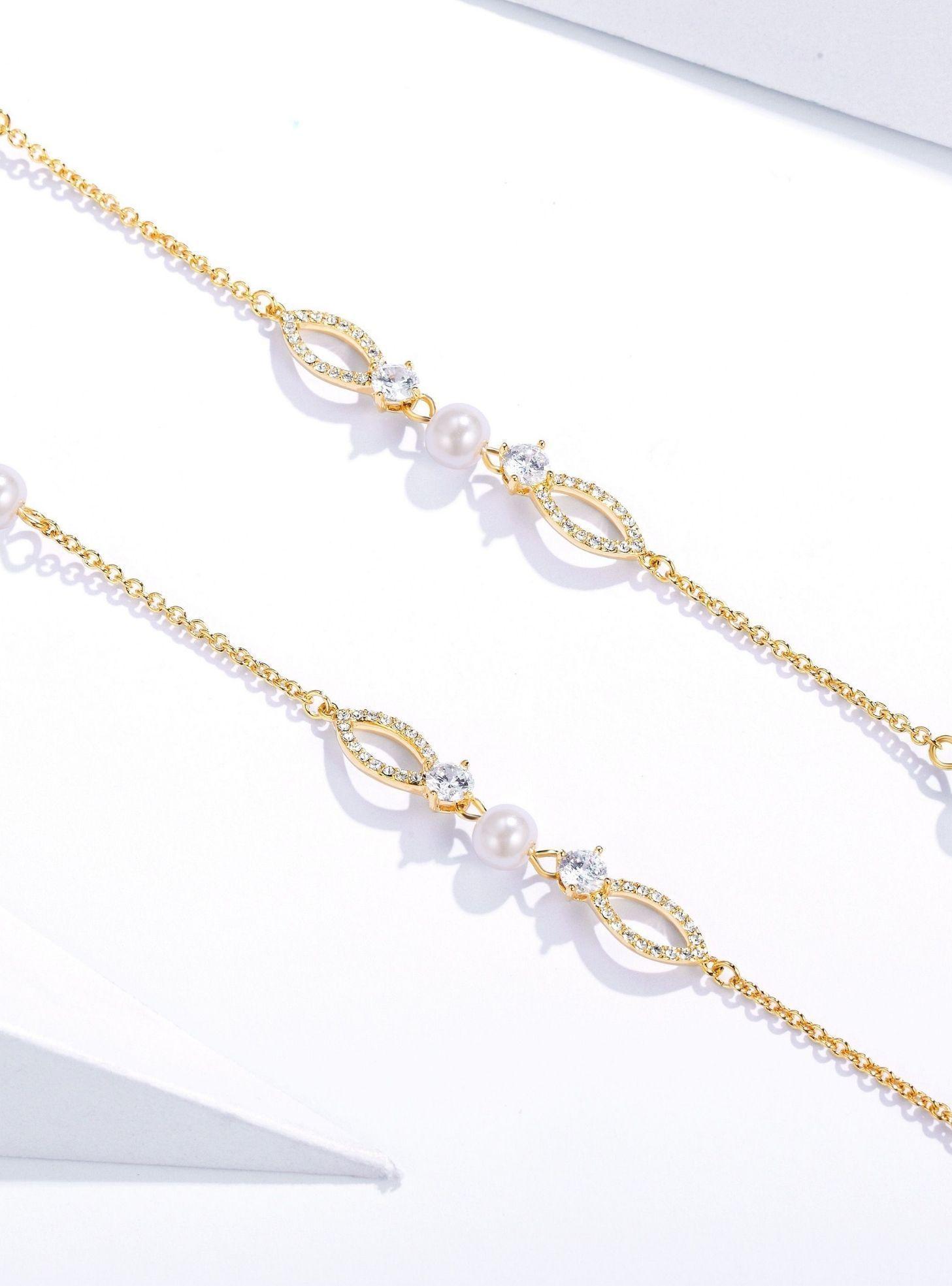 Collar Largo Mujer Perlas Blancas y Cristales 90 cm Rodio-4