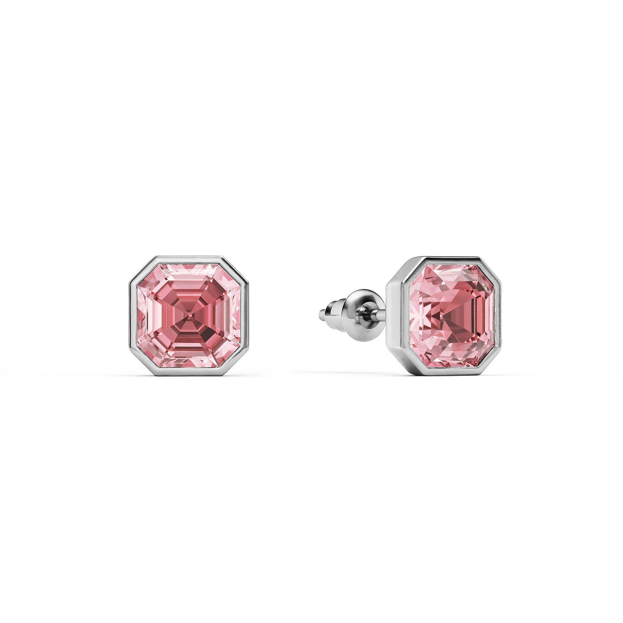Aros pequeños de 8mm Asscher con Cristal de Austria en Light Rose-0