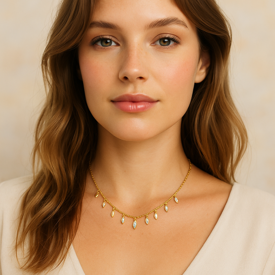 Collar Mayfly con Cristales de Swarovski dorado-3