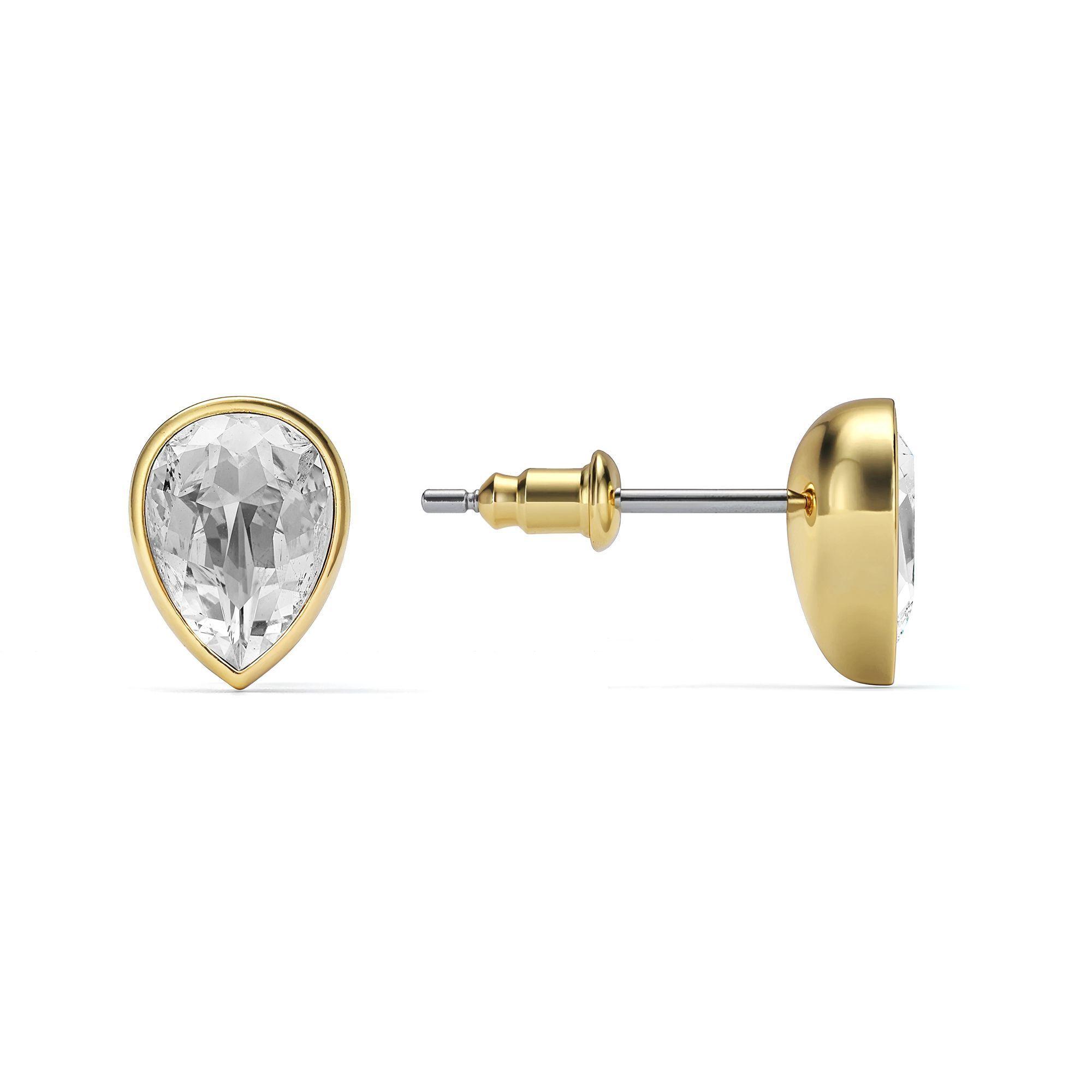 Aros lagrima/Teardrop con cristal de Austria transparente en oro-1