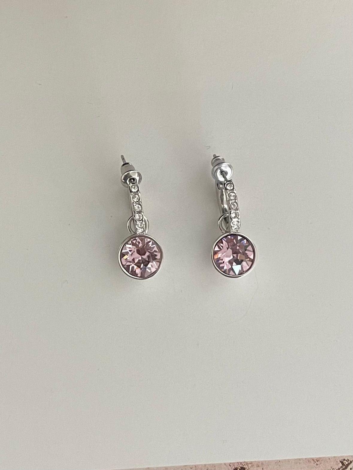 Aros Colgantes de Argollas Con charm  Bella Cristal de Austria Amatista Claro-0
