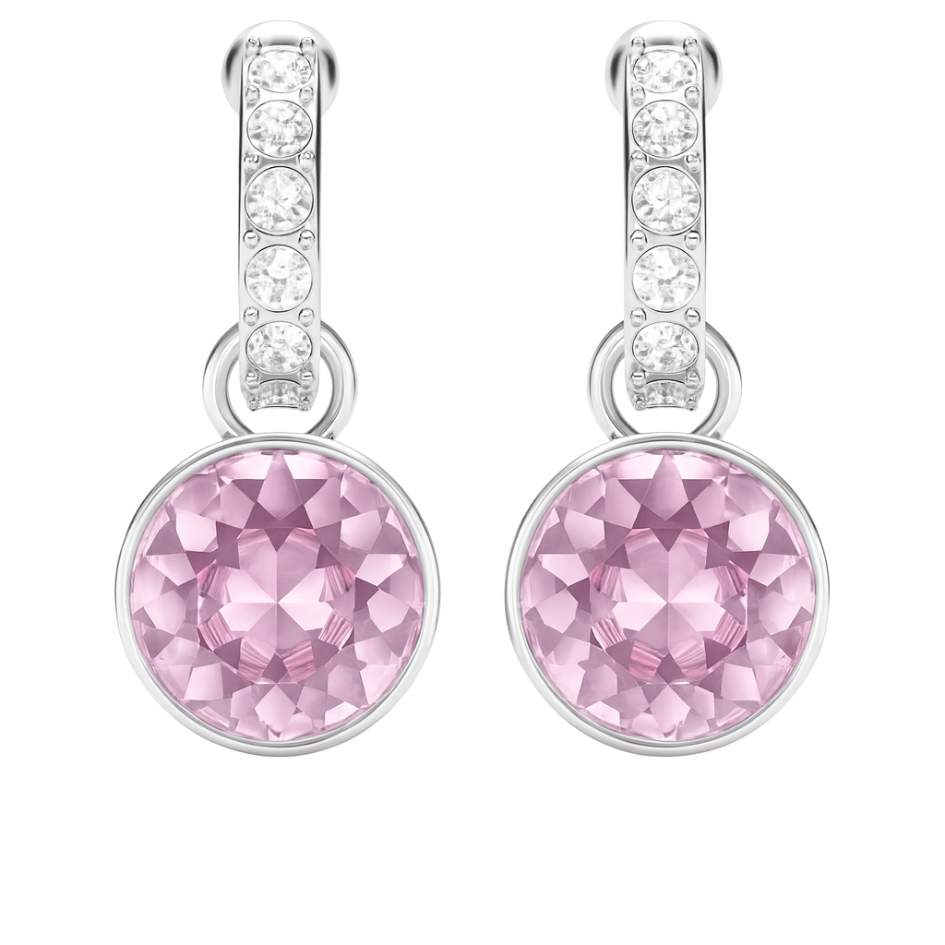 Aros Colgantes de Argollas Con charm  Bella Cristal de Austria Amatista Claro-0