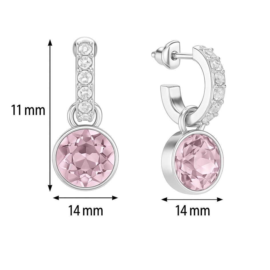 Aros Colgantes de Argollas Con charm  Bella Cristal de Austria Amatista Claro-3