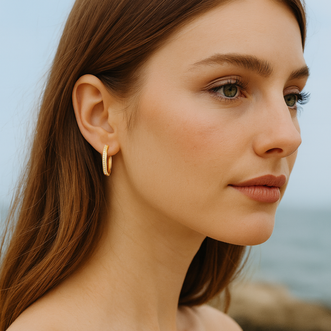 Argollas Eternity 18 mm Cristal Austria en Oro 16K-2