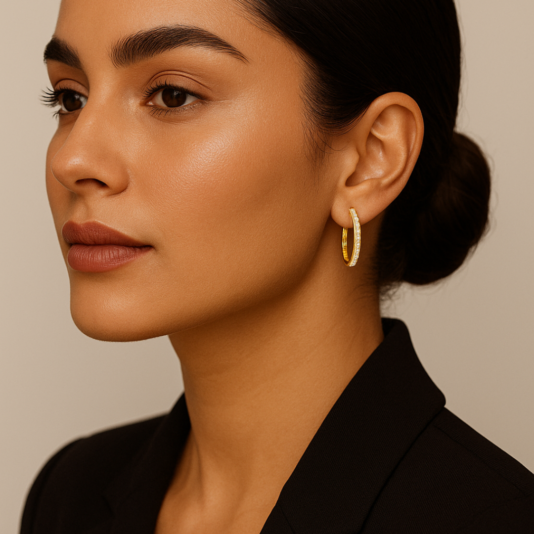 Argollas Eternity 18 mm Cristal Austria en Oro 16K-4