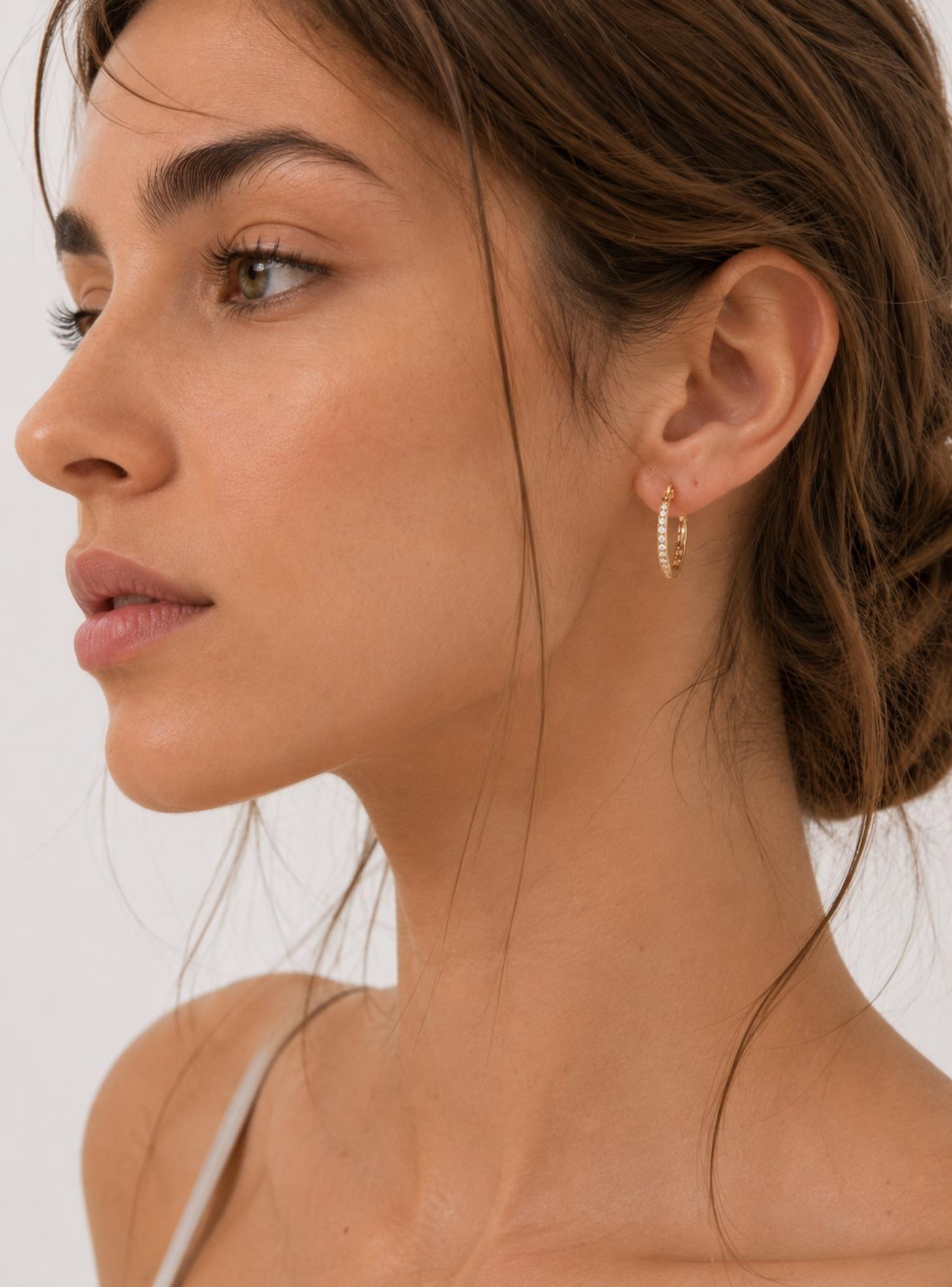 Argollas Eternity 18 mm Cristal Austria en Oro 16K-2