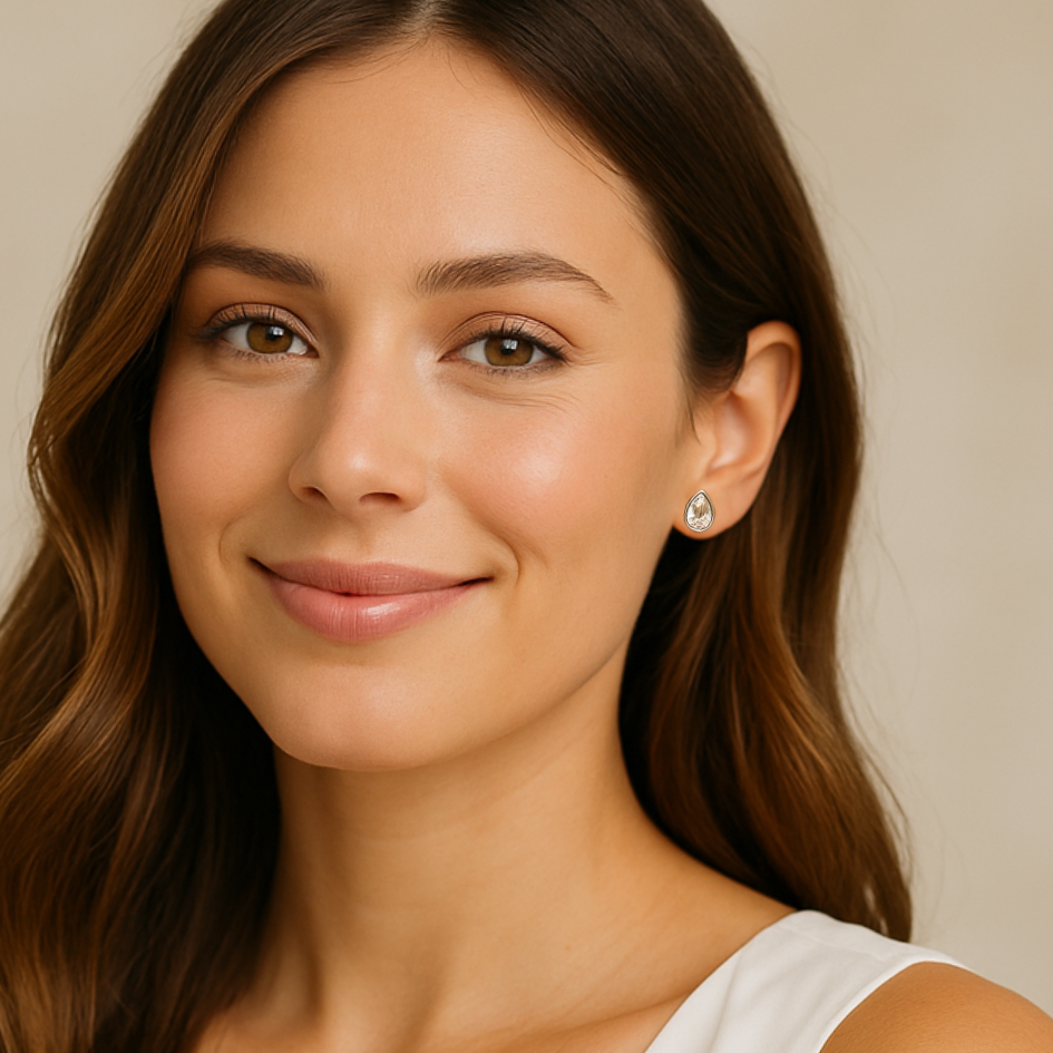 Aros Teardrop con cristal de Austria transparente en plata-3