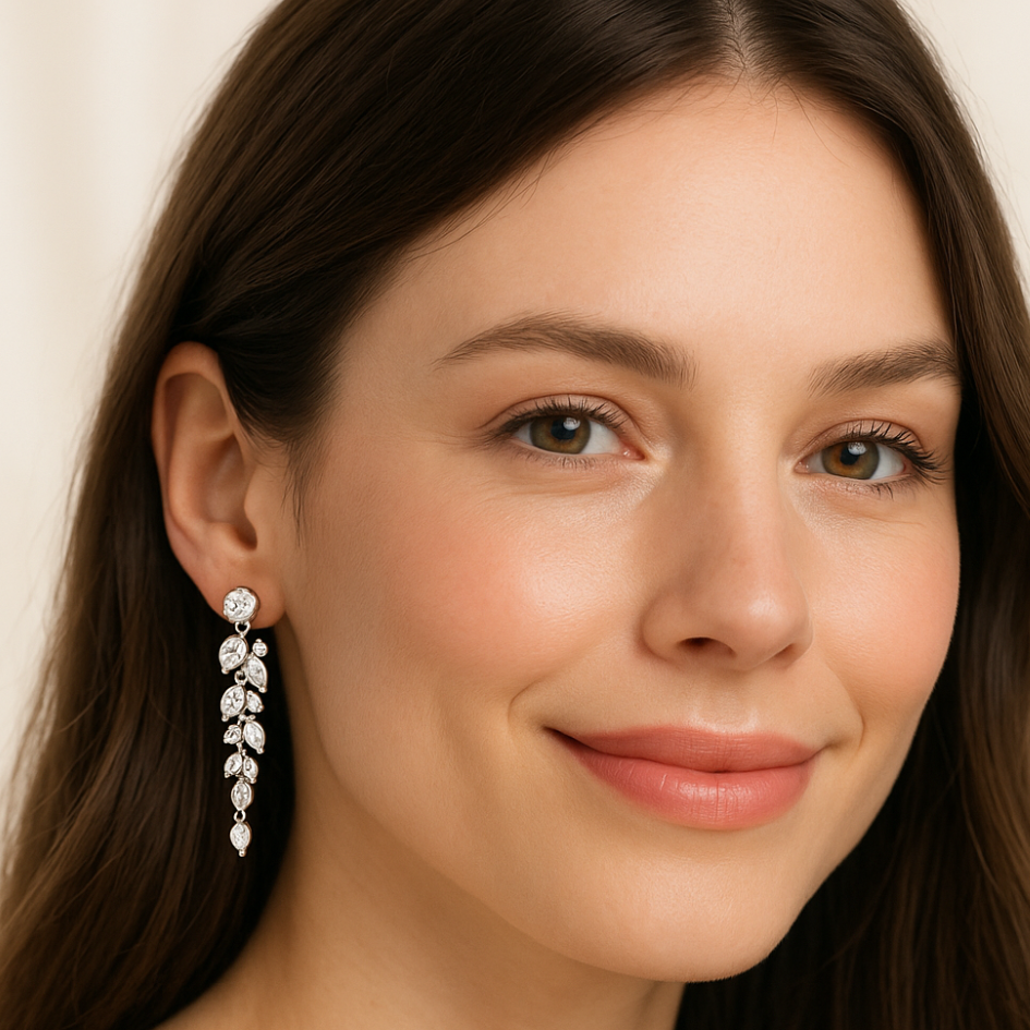 Aros de Fiesta Paloma con Cristales de Swarovski Transparentes – Elegancia  y Brillo Sofisticado-2