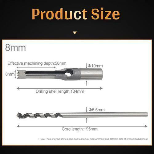Broca Para Agujeros Cuadrados 4pcs Hss 6, 6.4, 8 Y 9.5mm-3