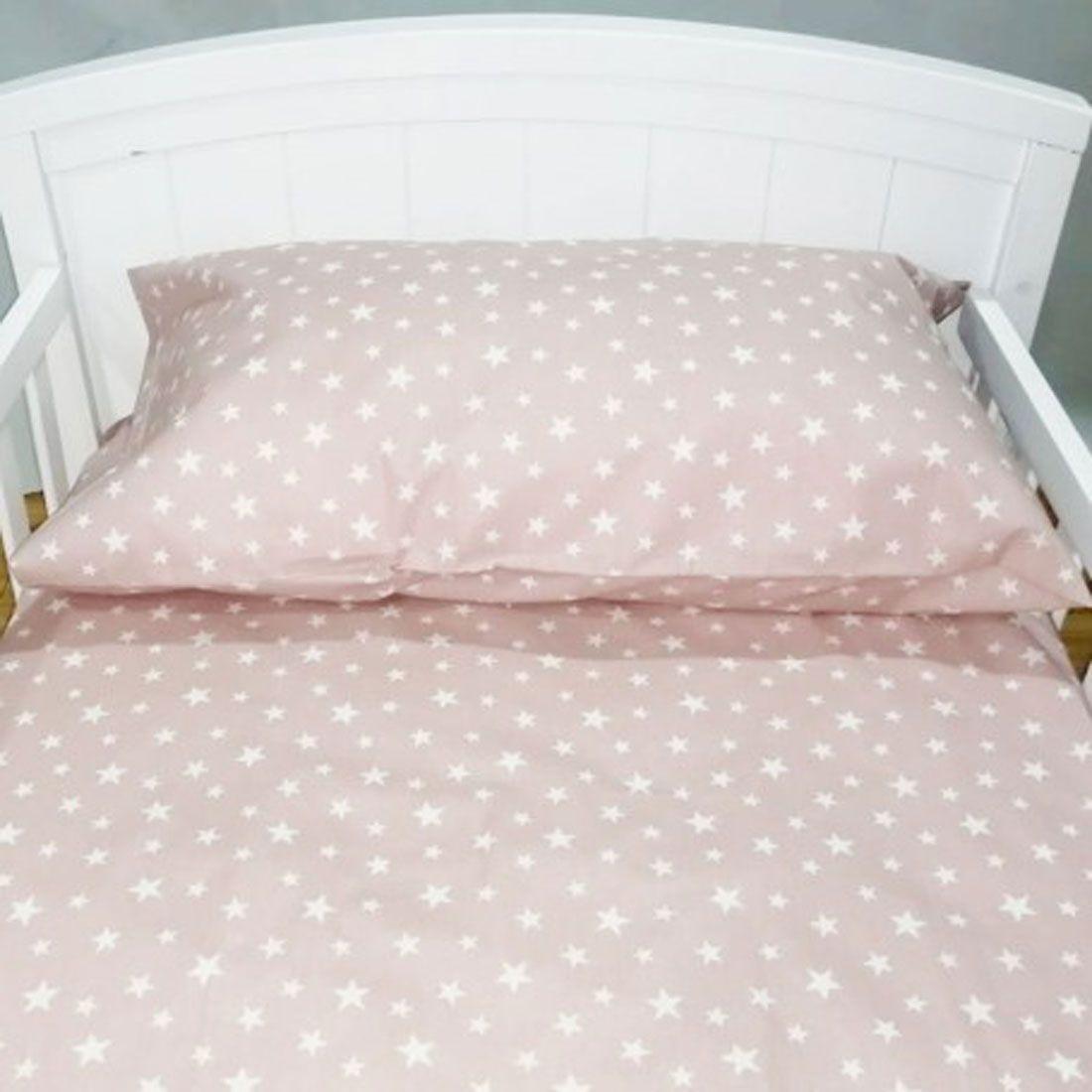 Set de sabanas Estrellas Rosa 100% algodón cuna-1