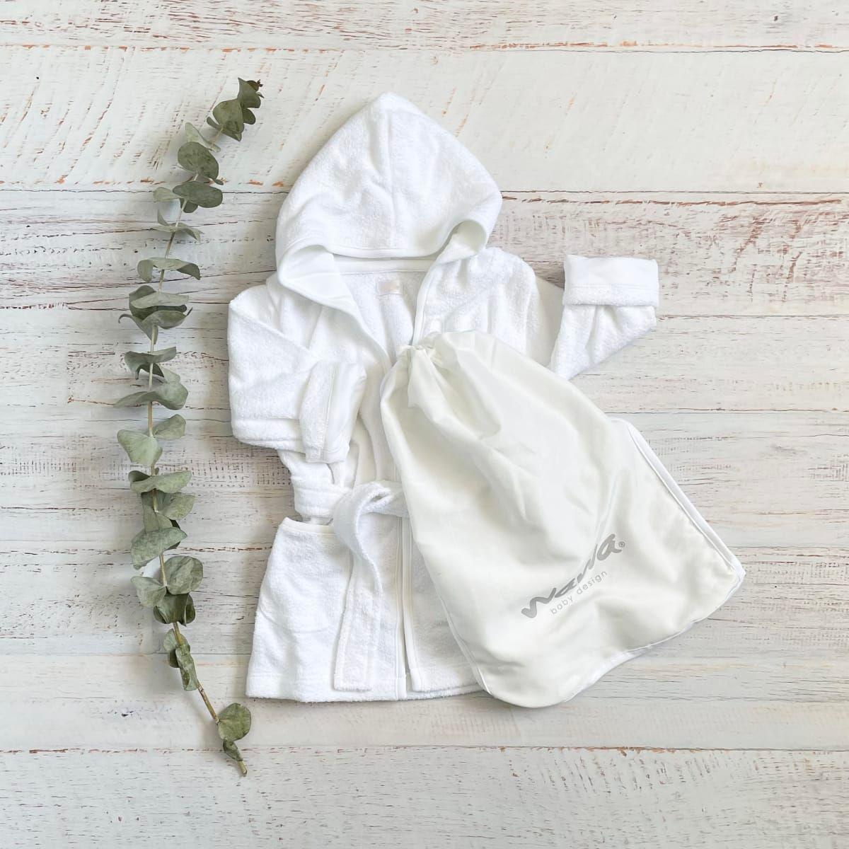 Bata de Baño Bebe Blanco con Capucha-4