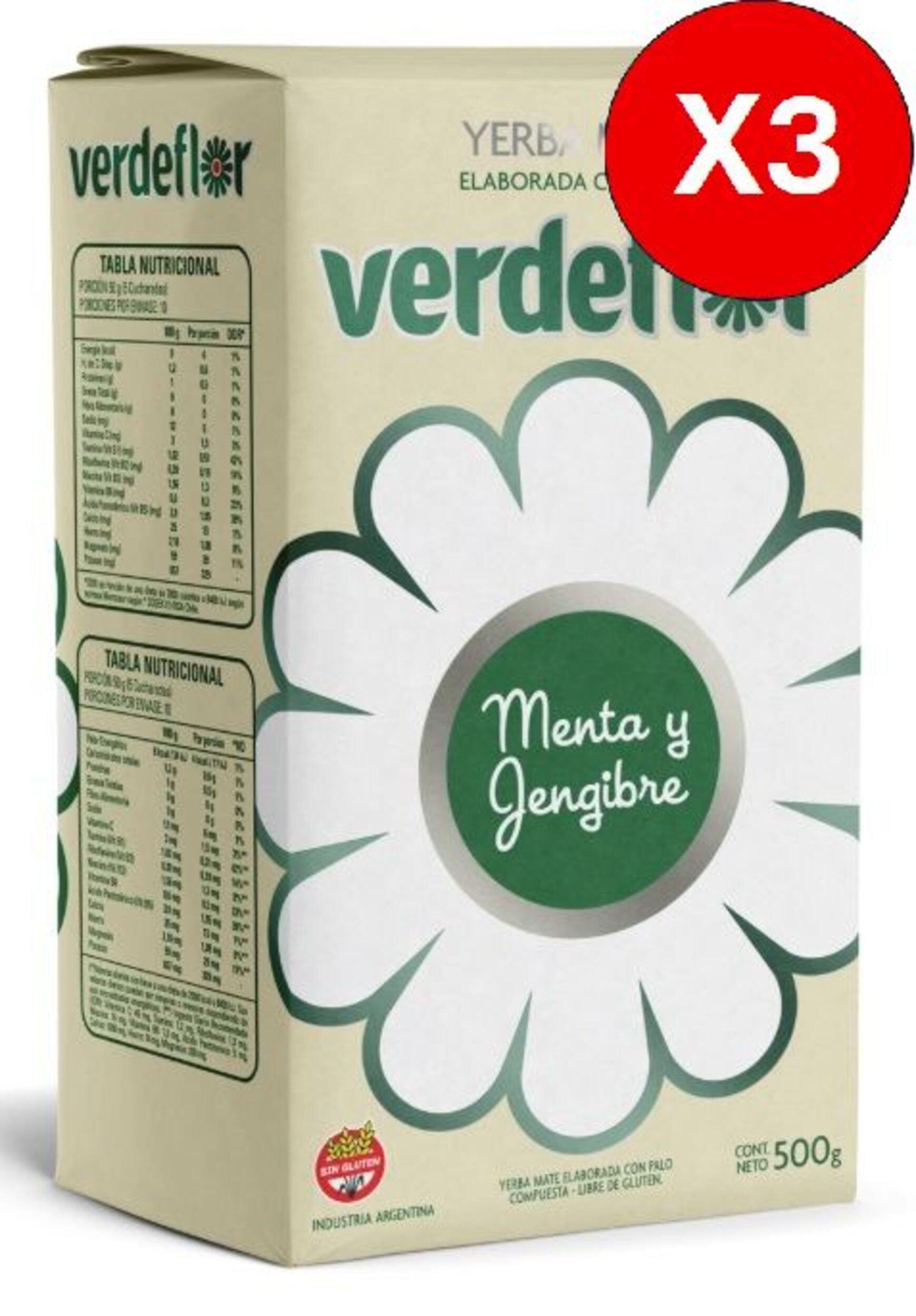 PACK 3 VERDEFLOR MENTA JENGIBRE 500G C/U-0