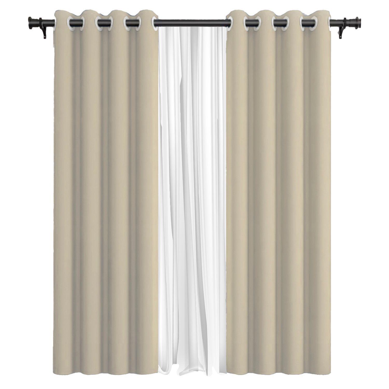 Cortina de Tela Blackout + Velo Vincenzi 140x220 Beige-R6575-0